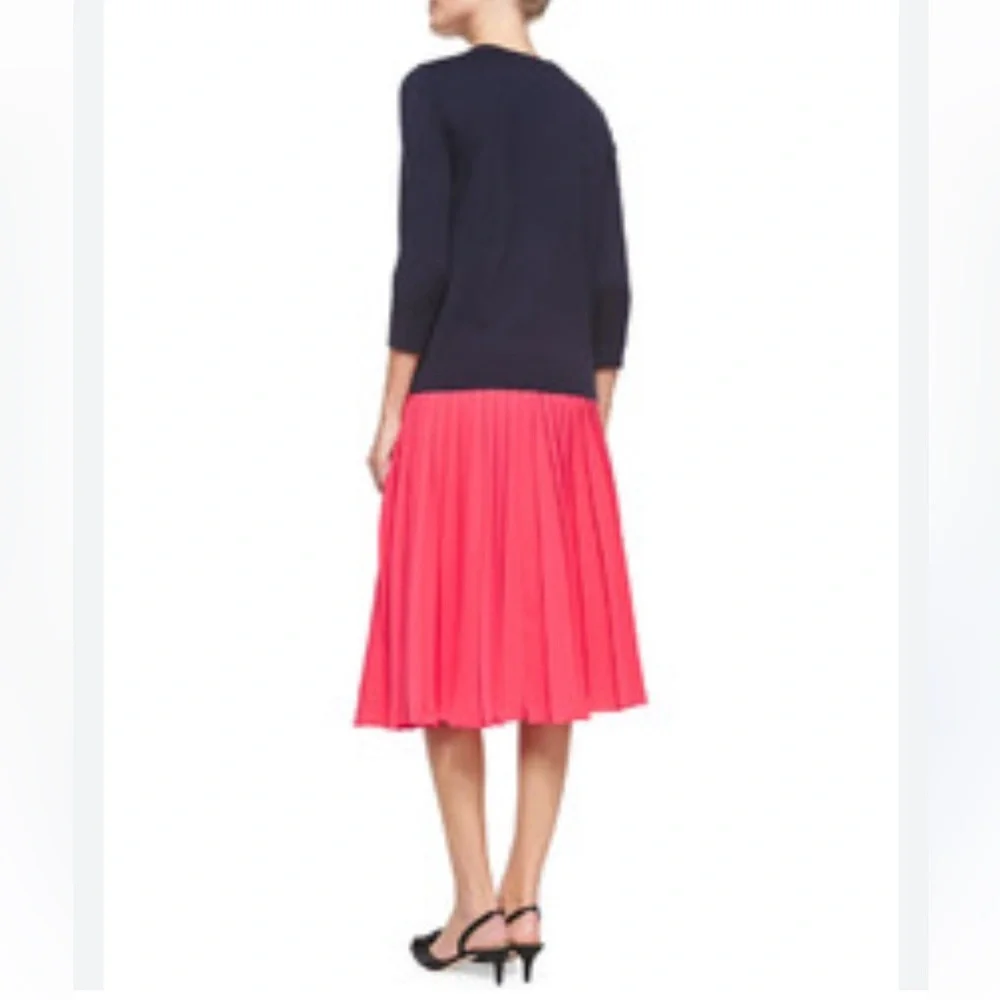 Kate Spade 100% Silk Red Pleated Midi Skirt Size 6